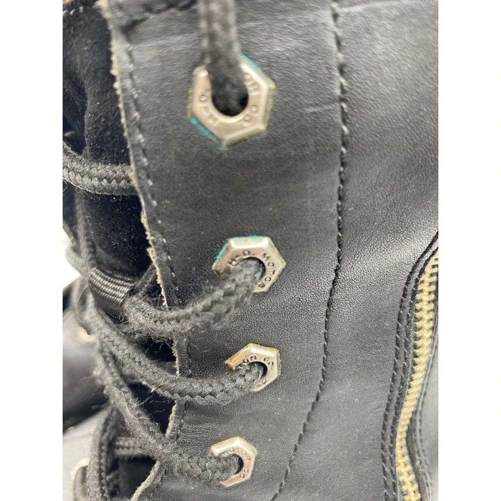 Harley Davidson Mens 13 Motorcycle Boots Black Leather Side Zip Lug Sole 91028